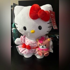 Hello Kitty Plush Doll in White, Red & Pink with Mini Bear
